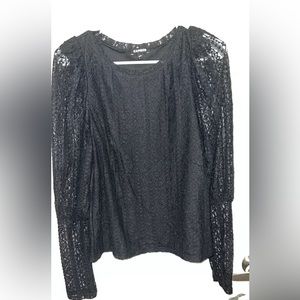 NWOT express black long sleeve lace shirt in size small!